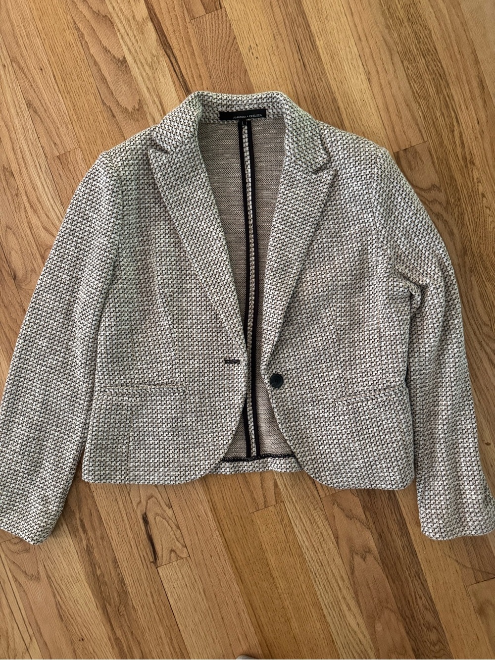One Button Knit Boucle Women's Blazer - Amanda & Chelsea L